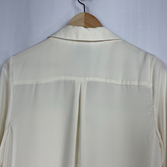 L'Academie Lace Up Front Blouse Size XS Ivory Cream Silky Satin Neutral Top - Picture 12 of 13